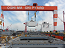 Installation of deckhouse on Global Prime, Oshima Shipbuilding, Japan